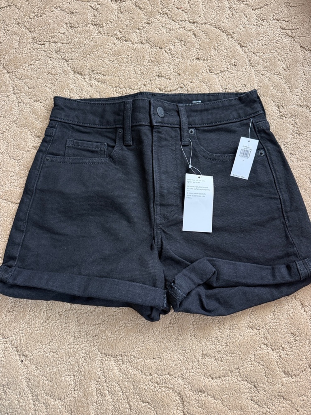 Old Navy Black High-Rise Rolled Cuff Denim Shorts